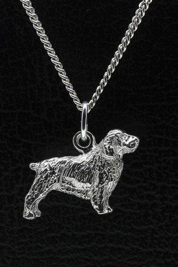 Zilveren Clumber spaniel ketting hanger - groot, Sieraden, Tassen en Uiterlijk, Kettinghangers, Verzenden