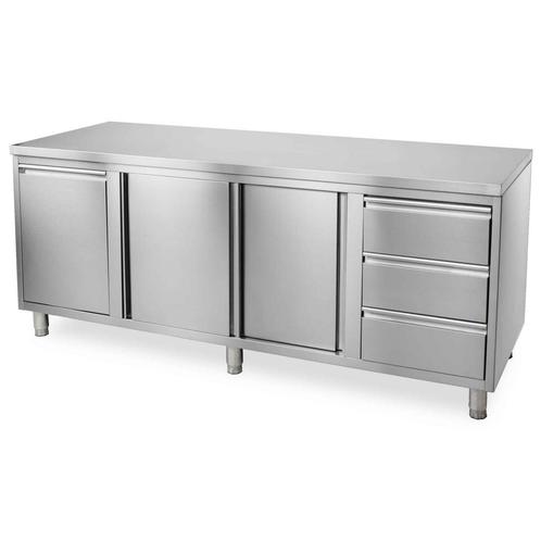 HCB Werkkast - klapdeur - 3 lades - afvalbak - 200 cm - RVS, Zakelijke goederen, Horeca | Keukenapparatuur, Nieuw in verpakking