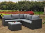 Veiling - Loungeset 4-delig - hoek - Antraciet wicker + grij, Nieuw
