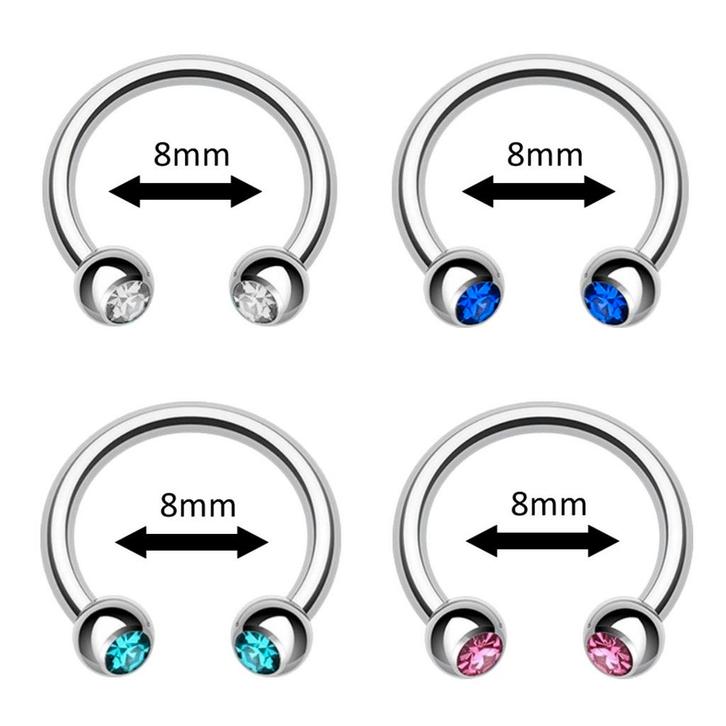 Fako Bijoux - Circular Barbell Piercing - Hoefijzer Kristal, Sieraden, Tassen en Uiterlijk, Piercings, Verzenden