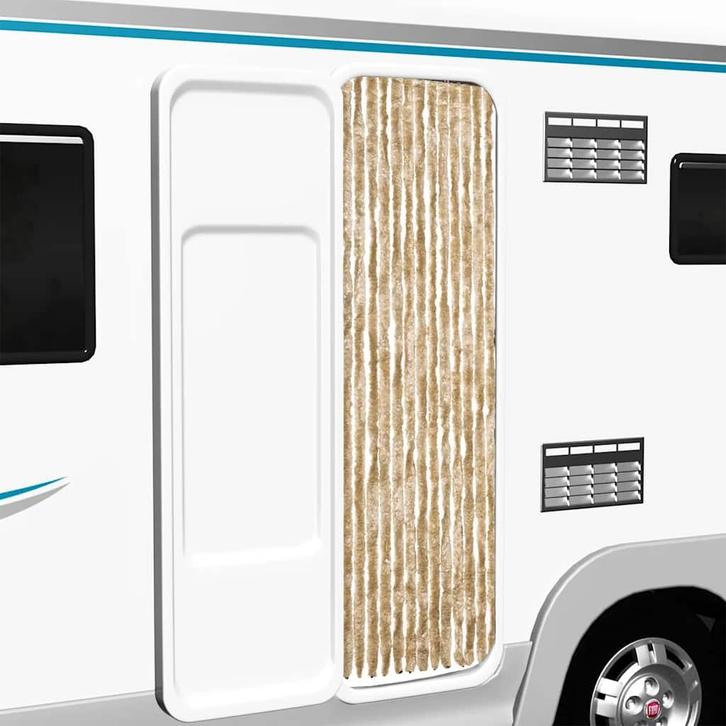 vidaXL Vliegengordijn 56x200 cm chenille beige, Huis en Inrichting, Stoffering | Gordijnen en Lamellen, Beige, Nieuw, Verzenden