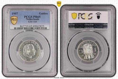 Koningin Juliana zilveren 1 gulden 1957 proof PR65 PCGS, Postzegels en Munten, Munten | Nederland, Losse munt, 1 gulden, Koningin Juliana