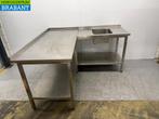 RVS Spoeltafel Hoekspoeltafel met onderschap 180 x 171 x, Zakelijke goederen, Horeca | Keukenapparatuur, Ophalen of Verzenden