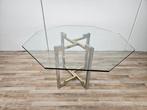 Tafel - Glas, Messing, Metaal - Hexagonale tafel van chromen, Antiek en Kunst