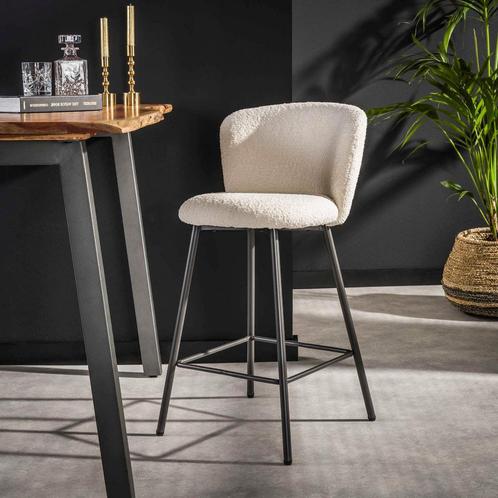 Carlo barstoel - 69 cm - boucle - wit - OUTLET B, Huis en Inrichting, Stoelen, Wit, Nieuw, Ophalen of Verzenden