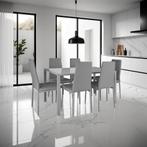 Eetkamerstoelen, kunstleer - grijs, Set van 4, Verzenden, Nieuw