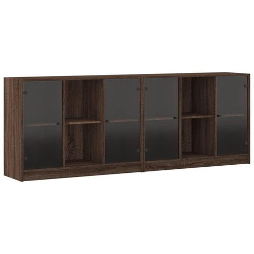 Boekenkast met Deuren - Tweedekansje - Bruin Eiken - OP=OP, Huis en Inrichting, Kasten | Boekenkasten, 25 tot 50 cm, Nieuw, Minder dan 100 cm