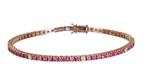 Tennis armband - 18 karaat Roségoud -  4.65ct. tw. Saffier -