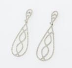Cocktail oorbellen - 14 karaat Witgoud - 1.08ct. tw. Diamant, Sieraden, Tassen en Uiterlijk, Antieke sieraden