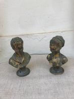 sculptuur, Two Bust, Boy and Girl - 1,7 kg - 15 cm - Brons