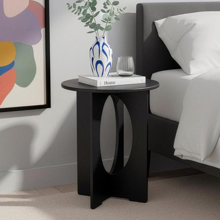 Bijzettafel Podeldsvin 49x40 cm zwart [en.casa], Huis en Inrichting, Tafels | Bijzettafels, Verzenden