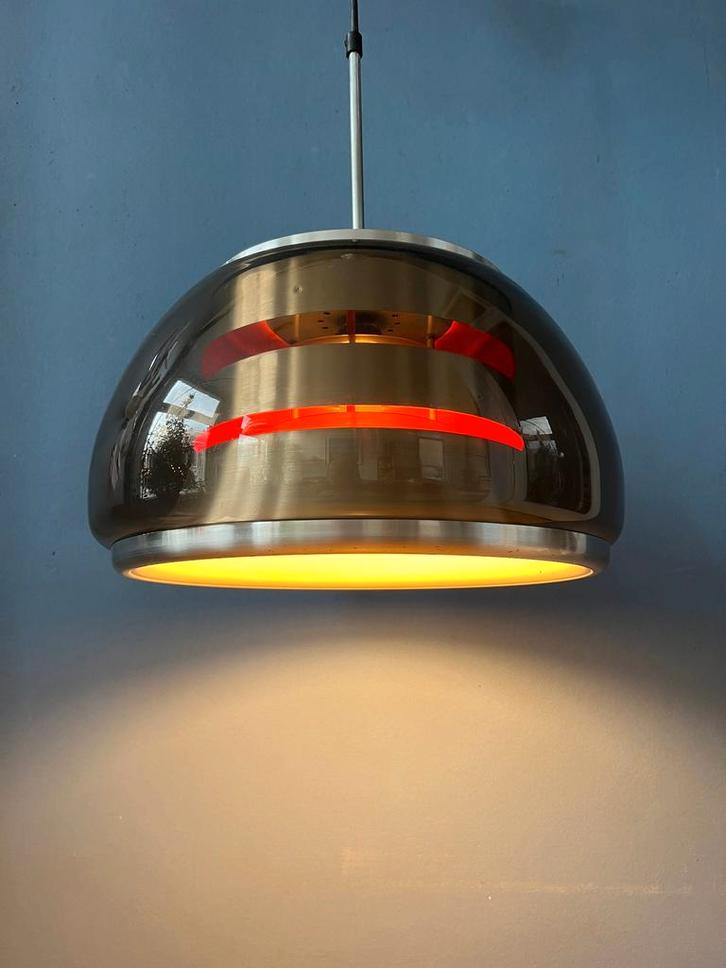 Mid century Space Age Smoked Glass Pendant Lamp, Huis en Inrichting, Lampen | Hanglampen, Ophalen of Verzenden