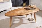 Massief houten salontafel GATSBY 110 cm bruin goud mango, Ophalen of Verzenden, Nieuw