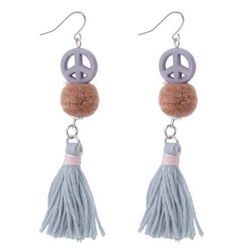 Fako Bijoux® - Oorbellen - Kwast - Peace - Grijs, Sieraden, Tassen en Uiterlijk, Oorbellen, Verzenden