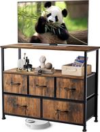 Commode TV-meubel entertainment center met 5 stoffen lades,, Verzenden, Zo goed als nieuw