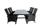 Virya tuinmeubelset tafel 100x200cm en 6 stoel Padova zwart,