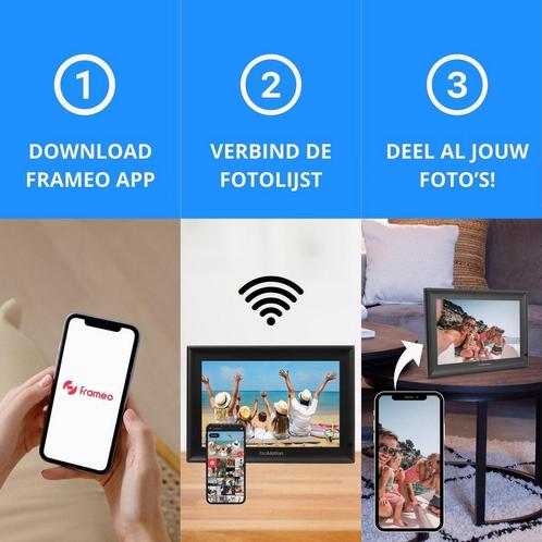 Digitale fotolijst ItsaMotion Frameo WiFi app 10 inch 32 GB, Audio, Tv en Foto, Fotografie | Digitale fotolijsten, 8 tot 12 inch