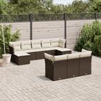 vidaXL 10-delige Loungeset met kussens poly rattan bruin, Verzenden, Nieuw, Rotan, Loungeset