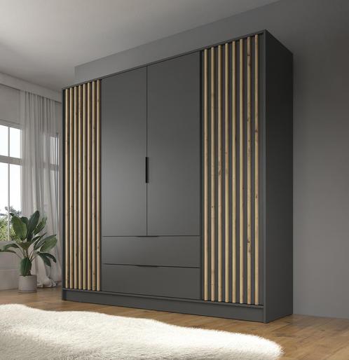Kledingkast Eiken antraciet 206x51x200 Garderobekast, Huis en Inrichting, Kasten | Vitrinekasten, 50 tot 75 cm, Nieuw, 200 cm of meer