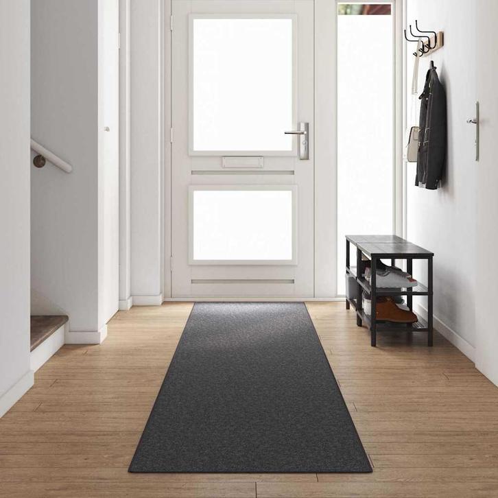 vidaXL Tapijt Loper Donkergrijs 80 x 500 cm 100%, Huis en Inrichting, Stoffering | Tapijten en Kleden, Nieuw, Verzenden