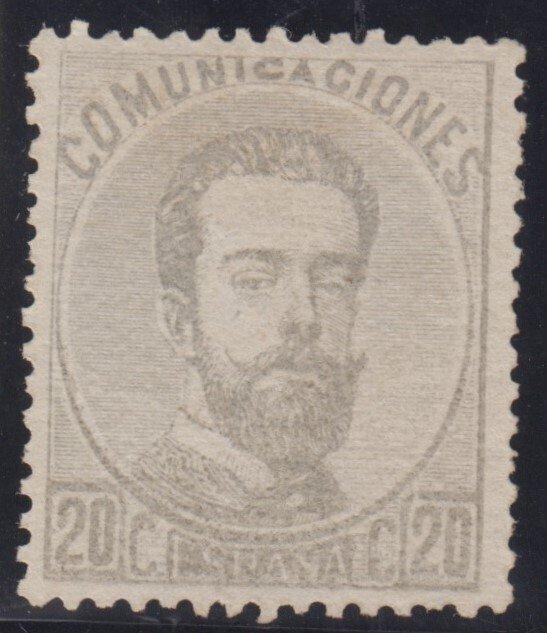 Spanje 1872 - Amadeo I. 20 centimos, grijs. - Edifil 123, Postzegels en Munten, Postzegels | Europa | Spanje