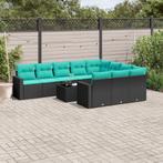 vidaXL 11-delige Loungeset met kussens poly rattan zwart, Tuin en Terras, Tuinsets en Loungesets, Verzenden, Nieuw, Rotan, Loungeset