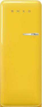 Smeg FAB28LYW6 retro jaren 50 koelkast - geel - linksdraaien, 150 tot 200 liter, Verzenden, 60 cm of meer, Met aparte vriezer