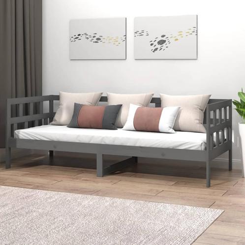 vidaXL Slaapbank massief grenenhout grijs 80x200 cm, Huis en Inrichting, Slaapkamer | Bedden, 80 cm, 200 cm, Grijs, Eenpersoons