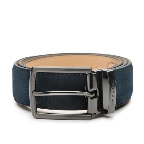 DTCH.FIT Suède riem Oliver Donkerblauw - Maat: 115 cm, Kleding | Heren, Riemen en Ceinturen, 115 cm of meer, Echt leder, Overige kleuren