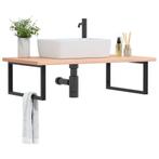 vidaXL Badkamer wandschap staal en massief beukenhout, Verzenden, Nieuw