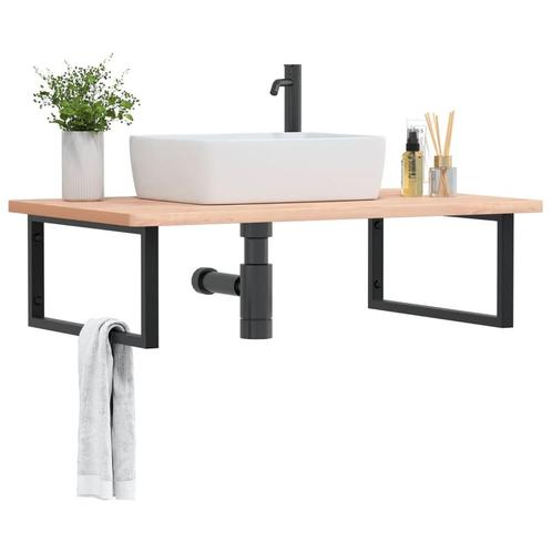 vidaXL Badkamer wandschap staal en massief beukenhout, Huis en Inrichting, Tafels | Kaptafels, Nieuw, Verzenden
