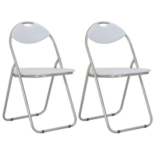 vidaXL Eetkamerstoelen inklapbaar 2 st kunstleer wit, Huis en Inrichting, Stoelen, Wit, Nieuw, Verzenden