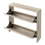 Schoenenkast Lund met spiegels 2 vouwdeuren 67x63x17 eikenkl, Huis en Inrichting, Kasten | Schoenenkasten, Verzenden, Nieuw