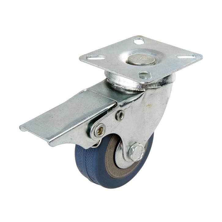 Fixman Zwenkwiel rubber met rem - diameter 50 mm - blauw..., Doe-het-zelf en Verbouw, Zwenkwielen, Nieuw, Ophalen of Verzenden