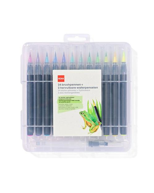 HEMA Brushpennen en hervulbare waterpenselen 28-delig, Hobby en Vrije tijd, Tekenen, Nieuw, Verzenden