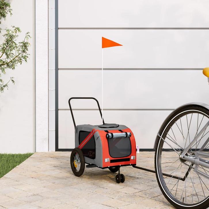 vidaXL Hondenfietstrailer oxford stof en ijzer oranje en, Dieren en Toebehoren, Overige Dieren-accessoires, Nieuw, Verzenden