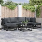 vidaXL Tuin Sofa Set met kussen 7 pcs Zwart Aluminium, Verzenden, Nieuw, Aluminium