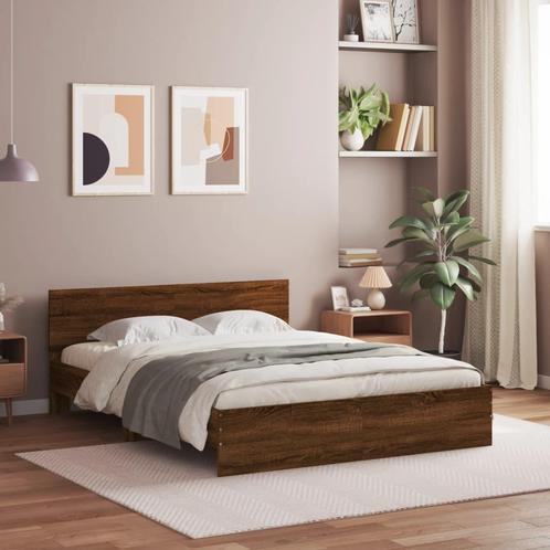 vidaXL Bedframe met hoofdeinde bruin eikenkleur 150x200 cm, Huis en Inrichting, Slaapkamer | Bedden, Overige maten, 200 cm, Bruin