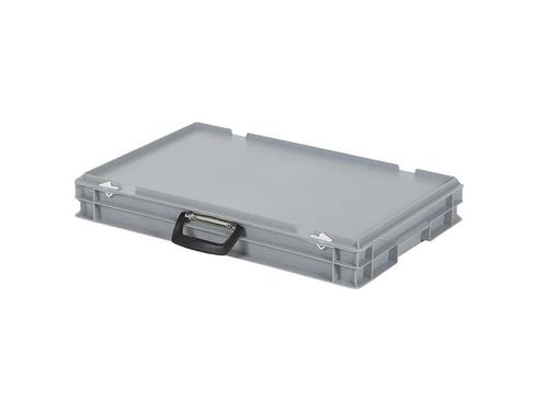 Koffer - 600 x 400 x H 90 mm - grijs - stapelbak met deksel, Diversen, Overige Diversen, Nieuw, Ophalen of Verzenden