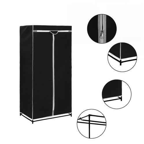vidaXL Kledingkast 75x50x160 cm zwart, Huis en Inrichting, Kasten | Kledingkasten, Nieuw, Verzenden