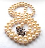 Halsketting 14 kt witgoud - Akoya parels - saffieren - 69 cm, Nieuw