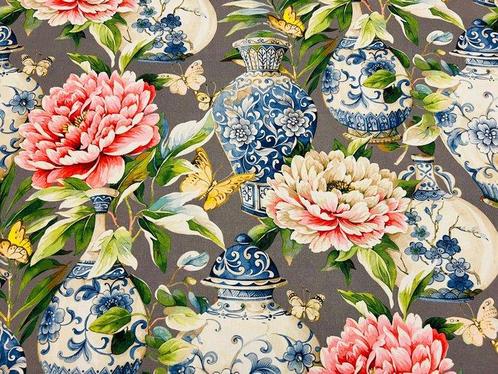 Eleganza Florissante: Prachtige Oeko Tex-katoenen stof -, Antiek en Kunst, Antiek | Kleden en Textiel