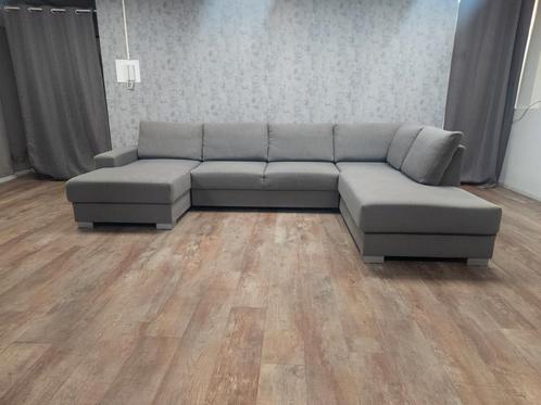 Mooi Groot Grijs U Bankstel, Huis en Inrichting, Banken | Bankstellen, 300 cm of meer, 150 cm of meer, Hoekbank, Zo goed als nieuw