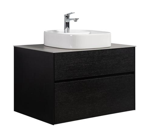 Badkamermeubel Set Hamilton 80 cm Zwart Houtnerf Badmeubel, Huis en Inrichting, Badkamer | Badkamermeubels, Nieuw, Wastafelkast