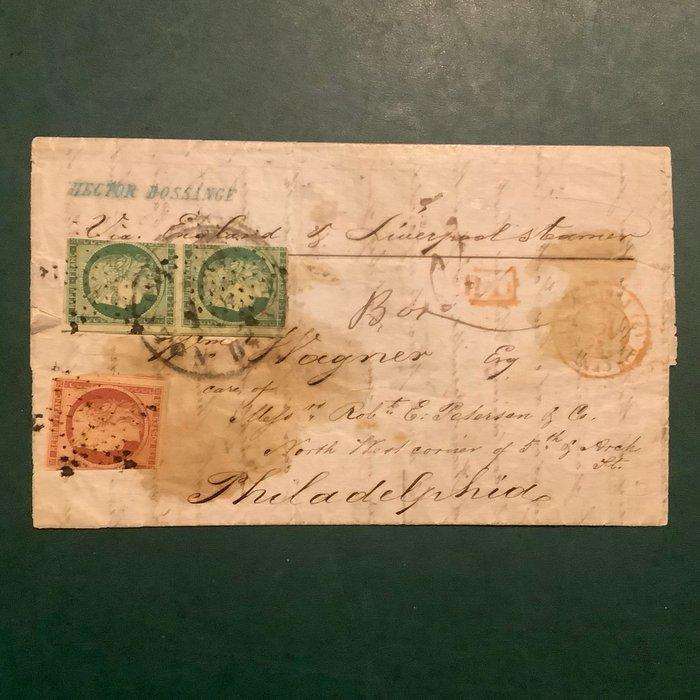 Frankrijk 1851 - Brief met tarief van 1,3 Fr van Parijs naar, Postzegels en Munten, Postzegels | Europa | Frankrijk