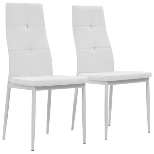 vidaXL Eetkamerstoelen 2 st kunstleer wit, Huis en Inrichting, Stoelen, Wit, Nieuw, Verzenden