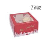 HoM Cupcake Doosje 4 Kerst (incl. tray met venster) 2st., Verzenden, Nieuw