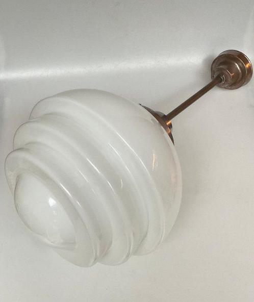 Plafondlamp - opaline semline nikkel  pendant - Art-Deco, Antiek en Kunst, Antiek | Lampen