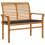 vidaXL Tuinbank met antracietkleurig kussen 112 cm massief, Verzenden, Nieuw, Teakhout