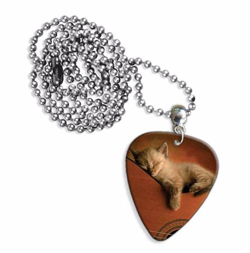 Plectrum ketting of sleutelhanger met kitten kat op gitaar, Verzamelen, Overige Verzamelen, Nieuw, Ophalen of Verzenden